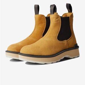 New SOREL Hi-Line Chelsea Boots in Geo Yellow/Jet Size 10 Suede/Leather